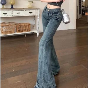 Vintage Flare Denim Jeans - Iconic Y2K Fashion Outfits for Trendy Looks