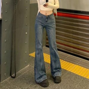 Vintage Flare Denim Jeans - Iconic Y2K Fashion Outfits for Trendy Looks