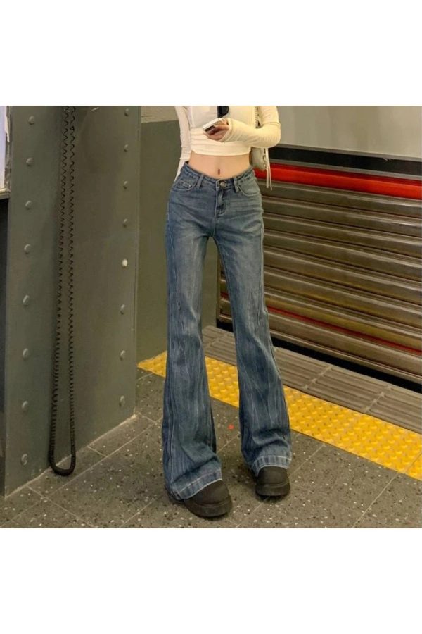 Vintage Flare Denim Jeans - Iconic Y2K Fashion Outfits for Trendy Looks