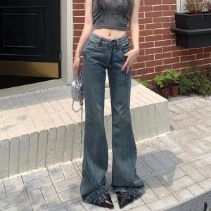 Vintage Flare Denim Jeans - Iconic Y2K Fashion Outfits for Trendy Looks