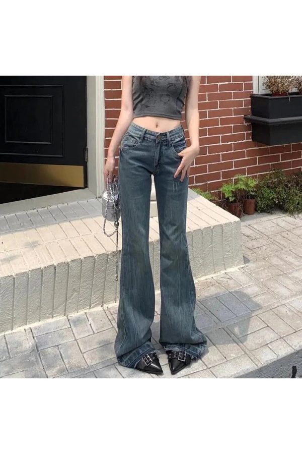 Vintage Flare Denim Jeans - Iconic Y2K Fashion Outfits for Trendy Looks