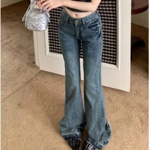 Vintage Flare Denim Jeans - Iconic Y2K Fashion Outfits for Trendy Looks