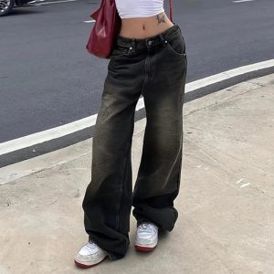 Vintage Washed Baggy Jeans - Iconic Y2K Fashion Outfits for Trendy Looks