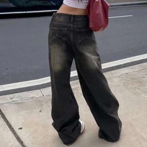 Vintage Washed Baggy Jeans - Iconic Y2K Fashion Outfits for Trendy Looks