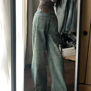 Vintage Washed Wide-Leg Jeans for Y2K Fashion, 2000s Style Outfits