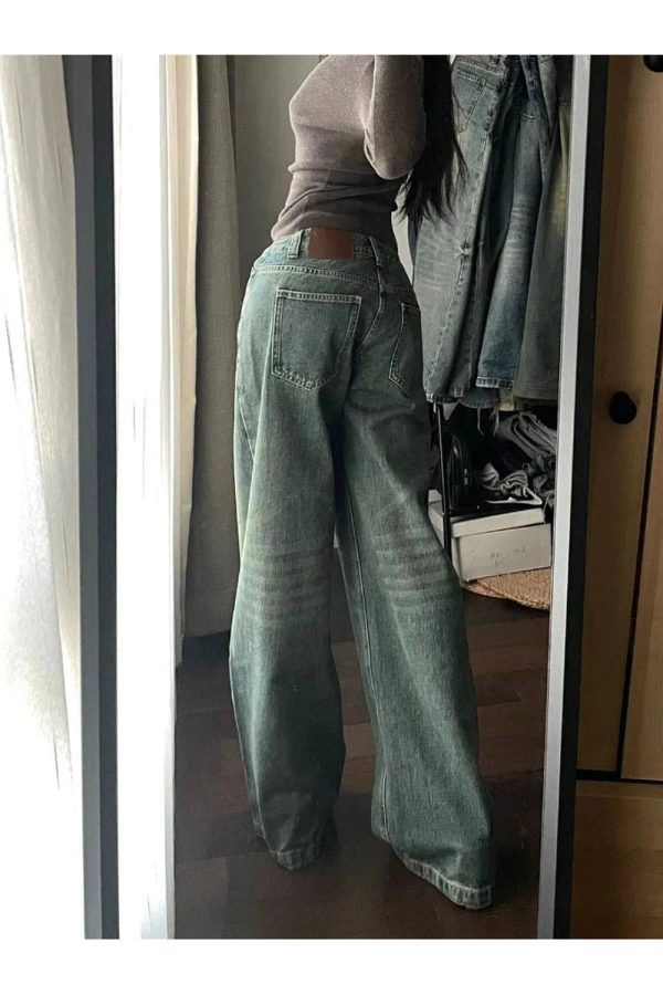 Vintage Washed Wide-Leg Jeans for Y2K Fashion, 2000s Style Outfits