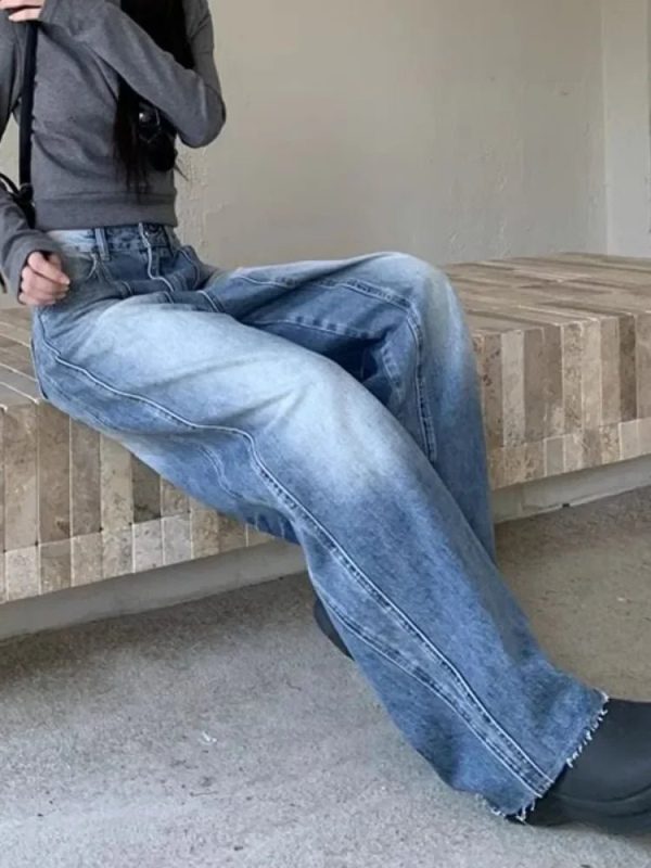 Vintage Washed Wide-Leg Jeans for Y2K Fashion, 2000s Style Outfits