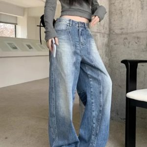 Vintage Washed Wide-Leg Jeans for Y2K Fashion, 2000s Style Outfits