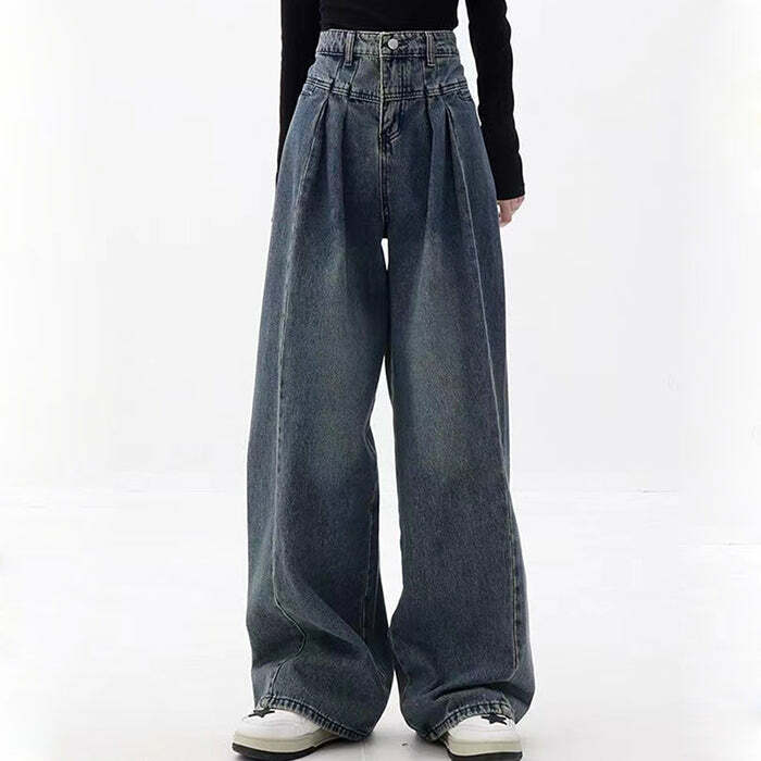 Vintage Wide Leg Jeans - Iconic Y2K Fashion Outfit for 2000s Style