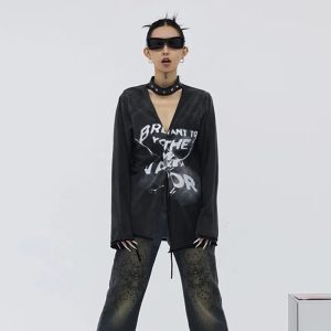 Void Graffiti Top - Trendy 2000s Fashion Outfit, Y2K Style Inspiration