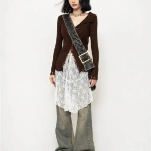 Wanderer Knit Top - Trendy 2000s Fashion Outfit for Y2K Aesthetic Style