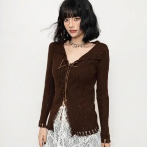 Wanderer Knit Top - Trendy 2000s Fashion Outfit for Y2K Aesthetic Style