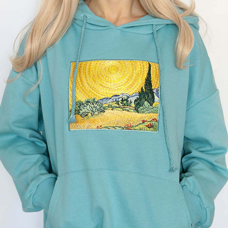 Wheat Field with Cypresses Hoodie - Iconic Y2K Fashion Outfit for Fall