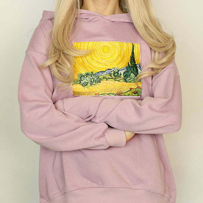 Wheat Field with Cypresses Hoodie - Iconic Y2K Fashion Outfit for Fall