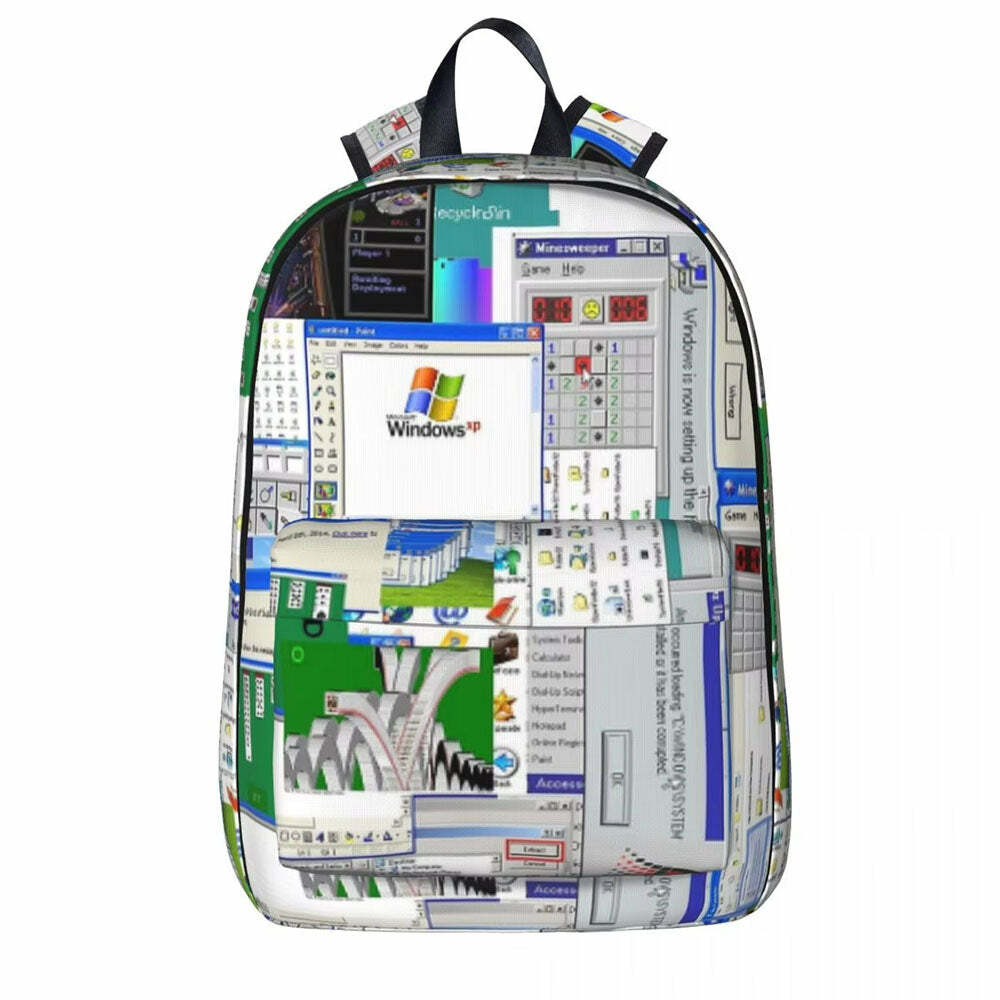 Windows XP Aesthetic Backpack - Y2K Fashion, 2000s Style, Retro Vibes