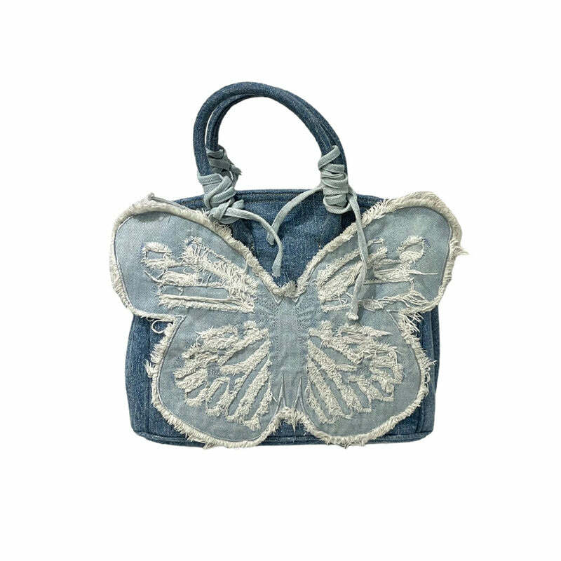 Y2K Aesthetic Denim Butterfly Handbag | Iconic 2000s Fashion Outfits