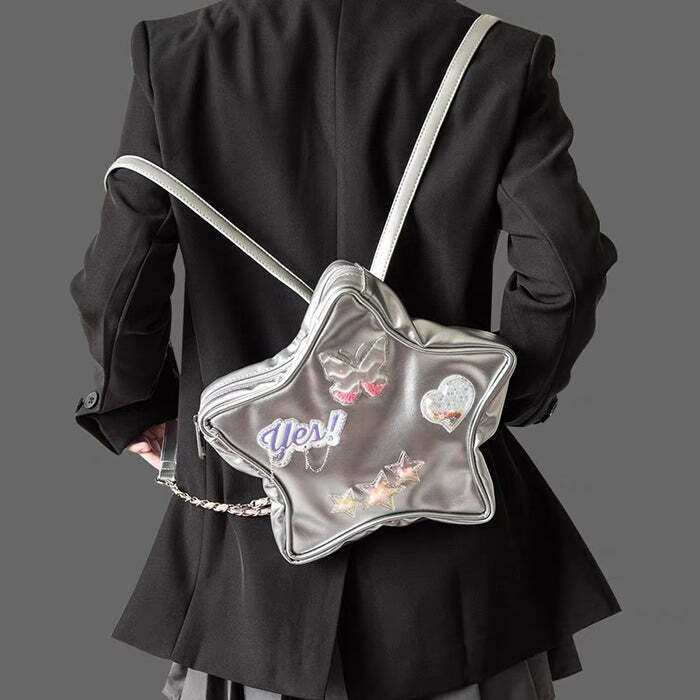 Y2K Aesthetic Star-Shaped Backpack for 2000s Fashion Outfits