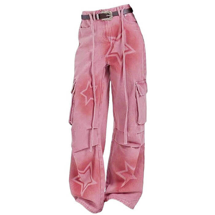 Y2K Graffiti Star Jeans - Cute 2000s Outfits, Flair Jeans Fashion