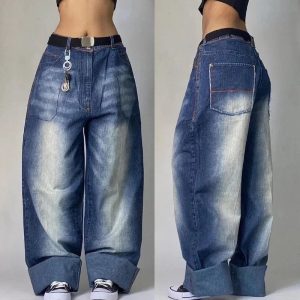 Y2K Oversized Pocket Jeans - Cute 2000s Outfits & Flair Jeans Fashion