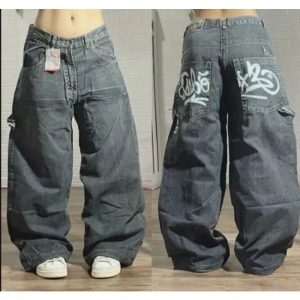 Y2K Oversized Pocket Jeans - Cute 2000s Outfits & Flair Jeans Fashion