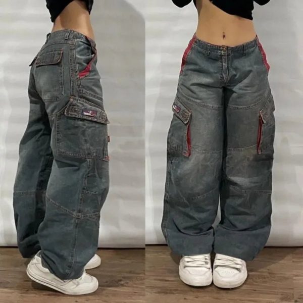 Y2K Oversized Pocket Jeans - Cute 2000s Outfits & Flair Jeans Fashion