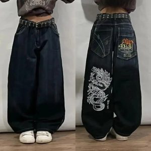 Y2K Oversized Pocket Jeans - Cute 2000s Outfits & Flair Jeans Fashion