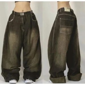 Y2K Oversized Pocket Jeans - Cute 2000s Outfits & Flair Jeans Fashion