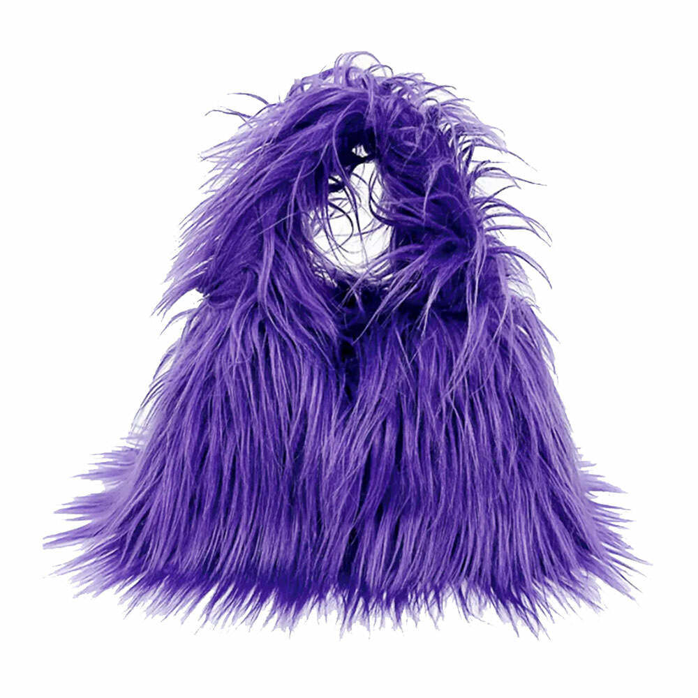 Y2K Style Fuzzy Mini Bag - Trendy 2000s Fashion Accessory for Fall